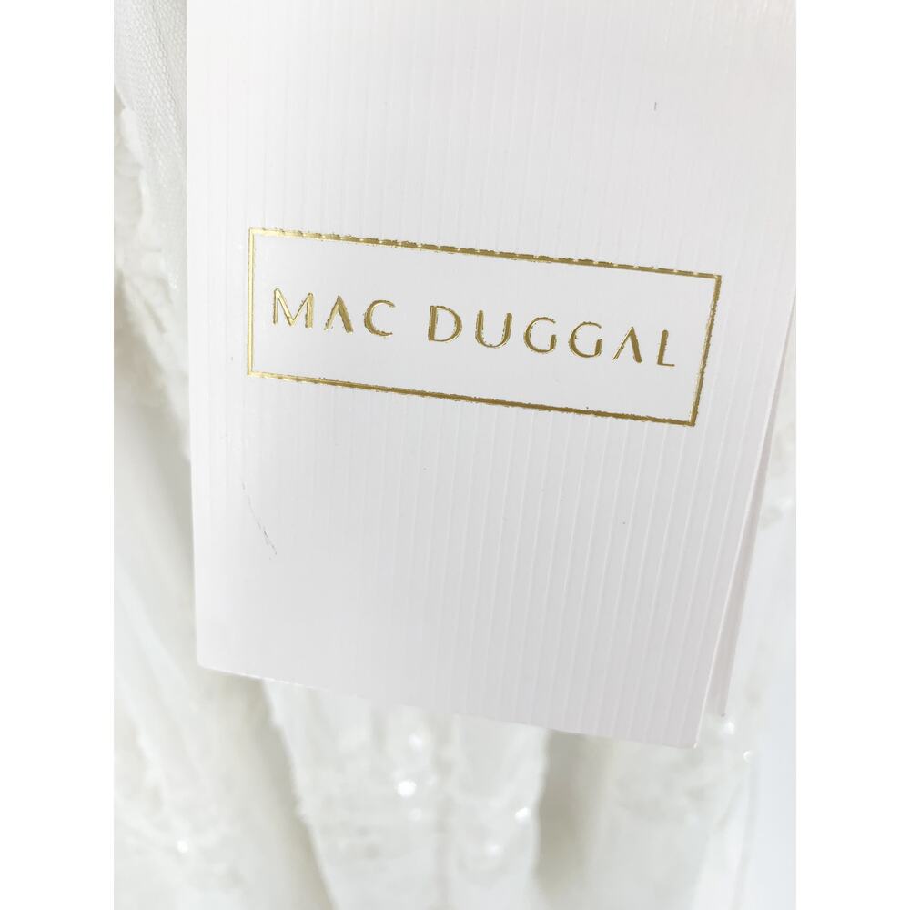 MAC DUGGAL Dress Size 4 Evening Gown White NEW Tiered Ruffle Cap Sleeve Cut Out - Picture 3 of 9